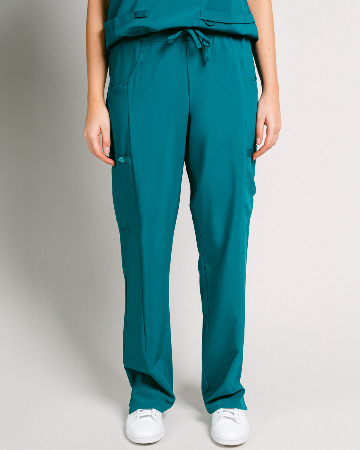 Broek Halfhoge Taille Rechte Pijp met Trekkoord Dames