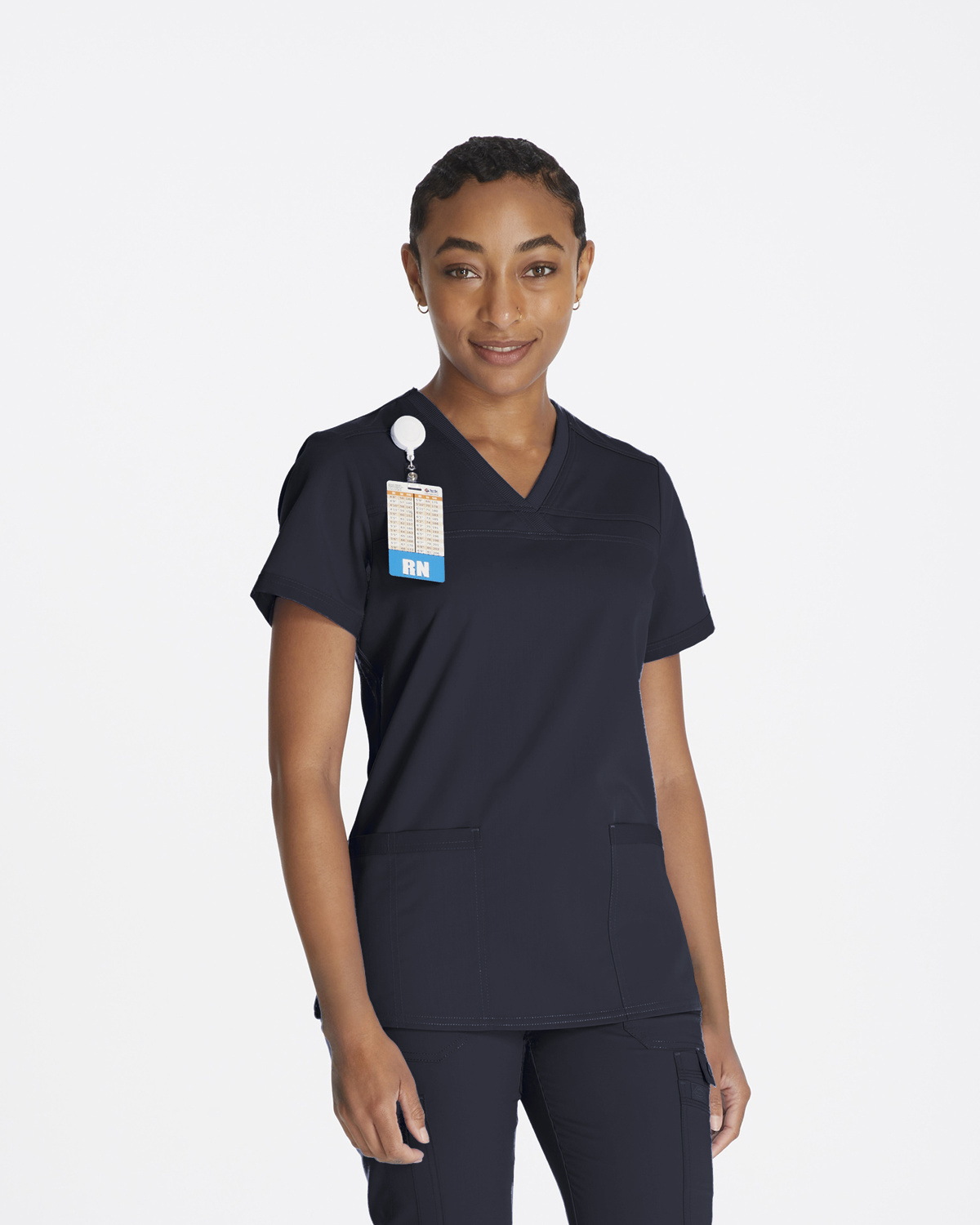V-Neck Top With Rib Knit Panels