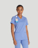 V-Neck Top With Rib Knit Panels