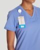 V-Neck Top With Rib Knit Panels