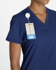 V-Neck Top With Rib Knit Panels