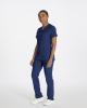 V-Neck Top With Rib Knit Panels