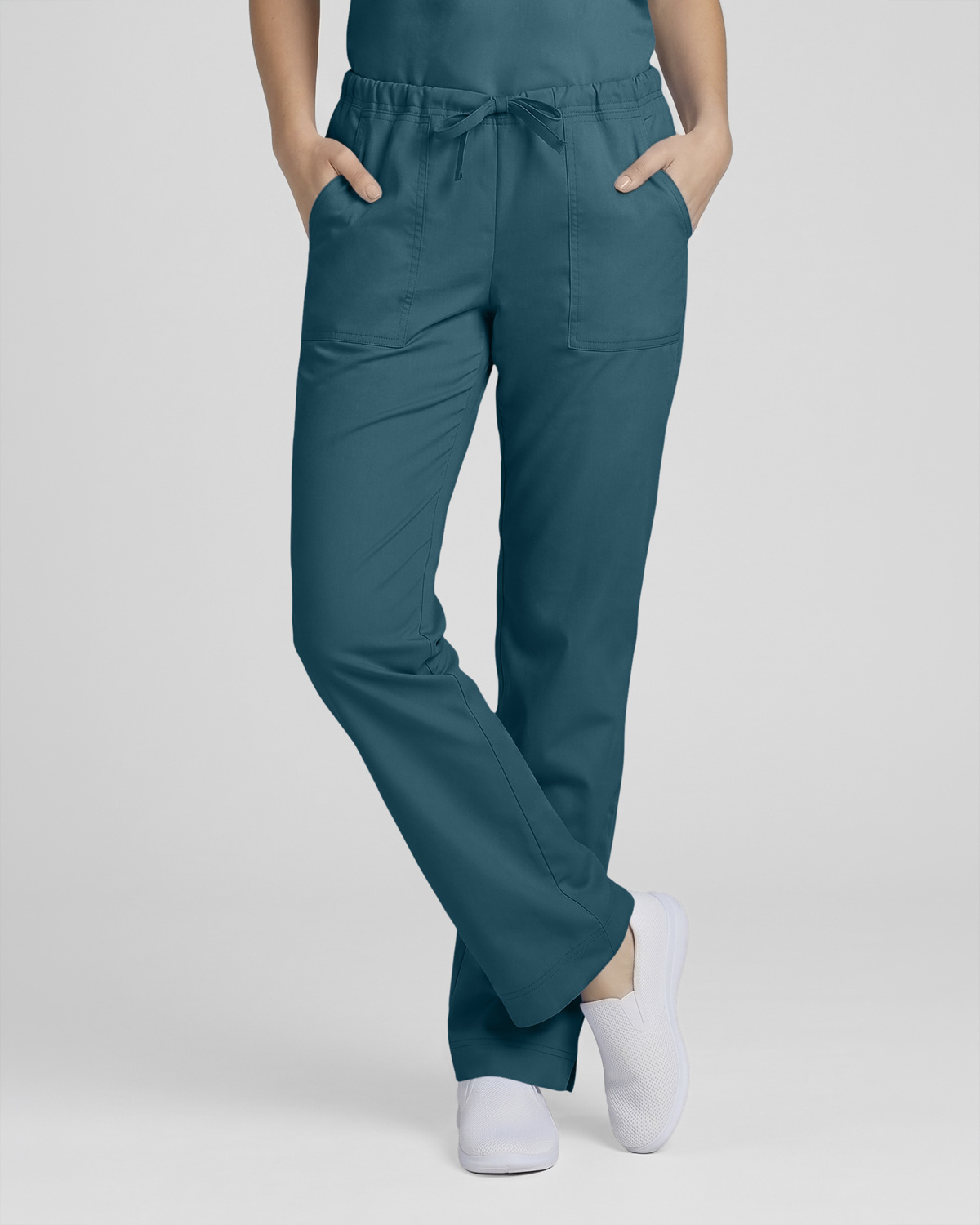 Broek Halfhoge Taille Slim Rechte Pijp